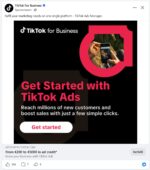 TikTok che pubblicizza su Facebook del proprio servizio di sponsorizzazione post.